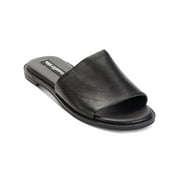 KARL LAGERFELD PARIS Womens Black Chain Accent Trim Padded Goring Gloria Round Toe Slip On Leather Sandals 6